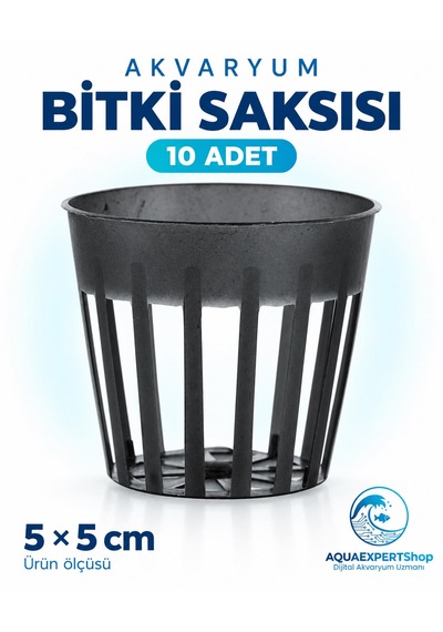 Akvaryum Bitki Saksısı - Akvaryum Bitkileri İçin Plastik Saksı - 10 Adet - 5x5 Cm