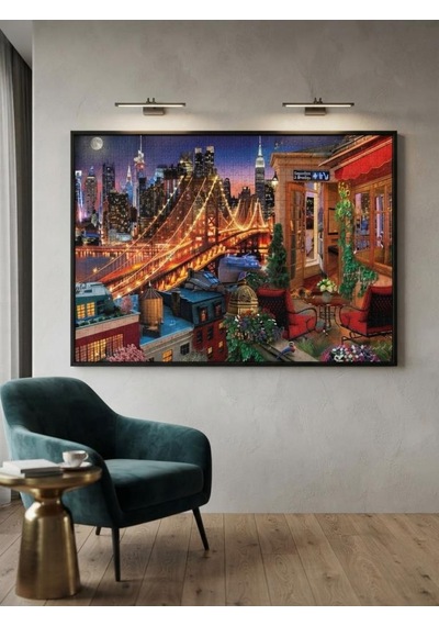 Londra Aslanı Ve Işıklar Altında İkili Set - 2 X 1000 Parça Manzara İkili Puzzle Seti
