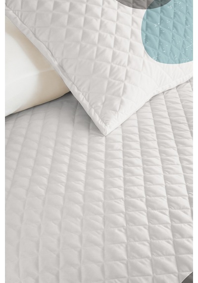 Geometrik Mavi Modern Genç Odası Tek Kişilik Pike Takımı-hardal Gri 160x220 Cm Kapitone Yatak Örtüsü Bordo