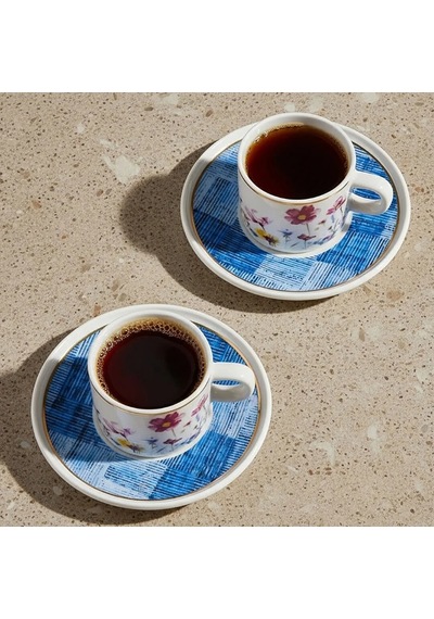Güral Porselen Mental 4 Parça Çay Fincan Takımı 6709 Mavi Mavi