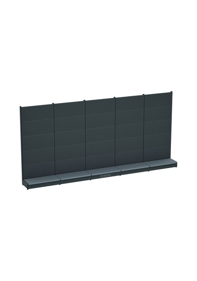 Bazalı Delikli Hırdavat Rafı Antrasit, 5 Ünite W450 H220 D30/40 Cm Siyah