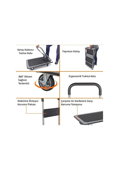 Duffmart PR2330 Pro Katlanır Paket Taşıma Arabası 300 KG