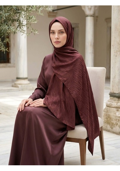 Camellia Scarfs İtalyan Jakar Şal Dalga Desen Mürdüm - Çarpıcı Ve Lüks Stil