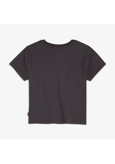 Converse Classic Kadın Slim Fit Baskılı Siyah T-shirt Gri