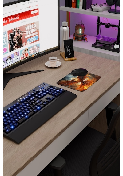 Anka Kuşu Kaymaz Dikişli Kauçuk Oyuncu Mousepad V5 - 22x18 Gaming Mouse Pad Fare Altlığı
