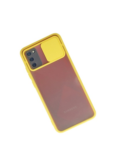 Newface - 904 - Samsung Galaxy A02s Kılıf Palm Buzlu Kamera Sürgülü Silikon - Matxzngz - - Sarı