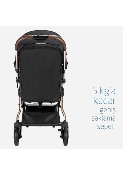 Maxi-Cosi Eva Otomatik Katlanan Kompakt Bebek Arabası Essential Black Champagne