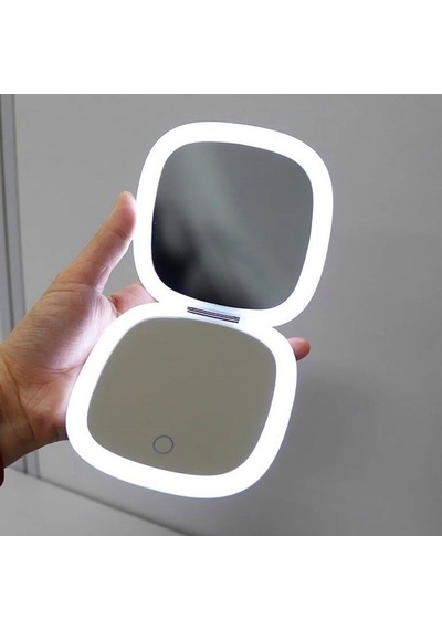 Led Işıklı Kompakt Ayna - 1x/10x Büyüteçli 3,9 İnç Işıklı Seyahat Makyaj Aynası Çift Taraflı Kısılabilir Genel