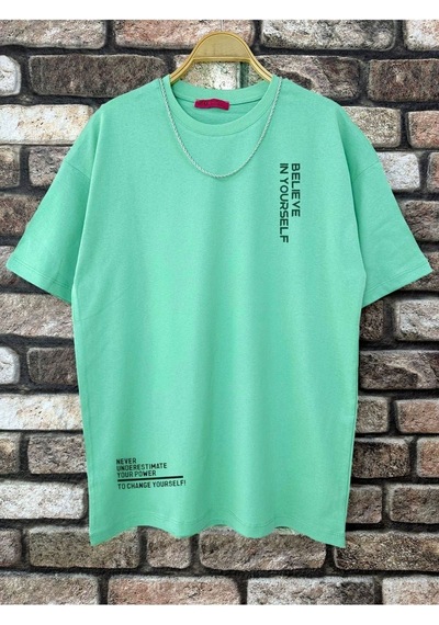 Altamira Erkek Believe Baskılı Oversize T-shirt 001