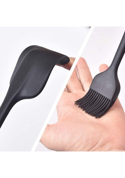 Isıya Dayanıklı Yanmaz Yapışmaz Silikon Spatula Seti 3 Parça Siy