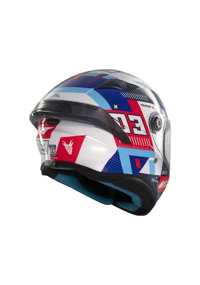 Mt Helmets Targo S D7 Mavi Sergio Garcia Motosiklet Kaskı Beyaz Mavi