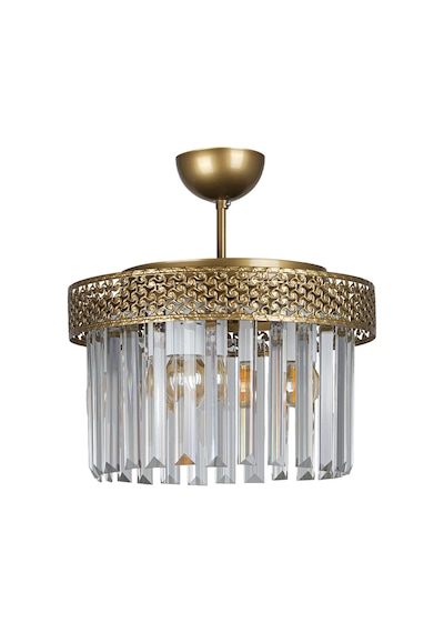 Begüsa Sitrus 3.lü Eskitme Lux Kristal Taşlı Avize