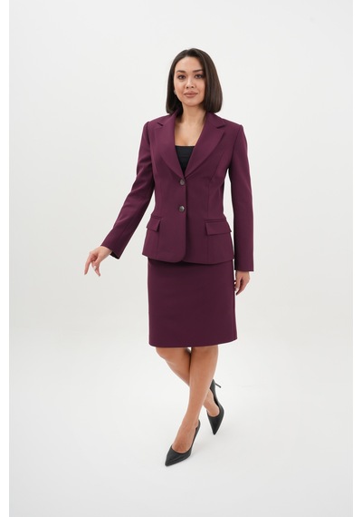 Velnara Moda Mürdüm Modern Klasik Kadın Takım Elbise - Düğme Detaylı Ceket & Astarlı Kalem Etek Mürdüm - 942457488 Mürdüm