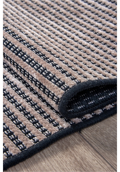 Bej Şönil Kilim Salon Oturma Çocuk Odası Hasır Yıkanabilir Yolluk Kaymaz Taban Halı Siyah Bej