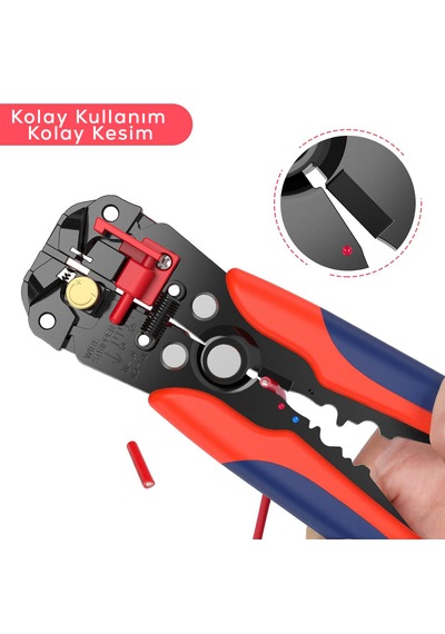 Çok Amaçlı Kablo Soyucu, Kesici Ve Pabuç Sıkma Pensesi 3 İn 1 Elektrikçi Ve Tesisat Pensesi 1 Adet
