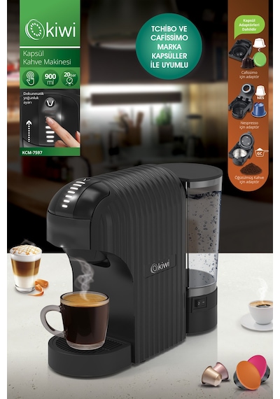 Kiwi Kcm-7597 Multikapsül Kahve Makinesi Siyah Dolce Gusto/ Toz Kahve Ile Uyumlu