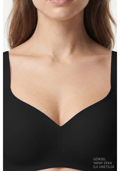 Cottonill Seamless Bra - Valora Siyah Lazer Kesim Balensiz Kadın Sütyen