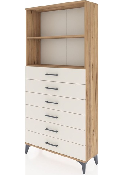 Arges Dolap 2 Raflı 6 Çekmeceli 88x30x182 Çam-aytaşı Atlas Çam