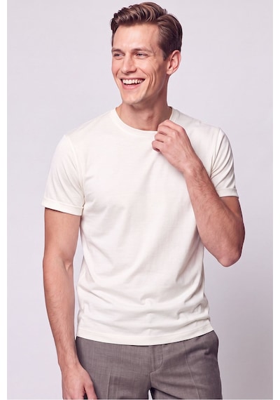 Efor Comfort Fit Pamuklu Bisiklet Yaka Ekru Tişört Ts 929