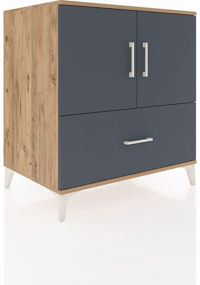 Kronos Şifonyer 2 Raflı Tek Çekmeceli 2 Kapaklı 88x59x96 Çam-antrasit Atlas Çam