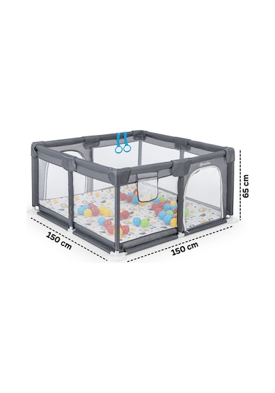 Playard Maxi Güvenli Bebek Ve Çocuk Oyun Alanı Oyun Parkı 150x150cm Oyun Matı Ve Topları Gri