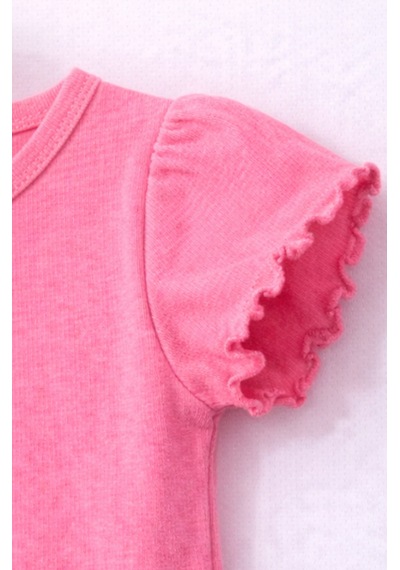 For My Baby Fitilli Kumaş 2 Li Kız Bebek Takım Şortlu Yazlık Pembe2