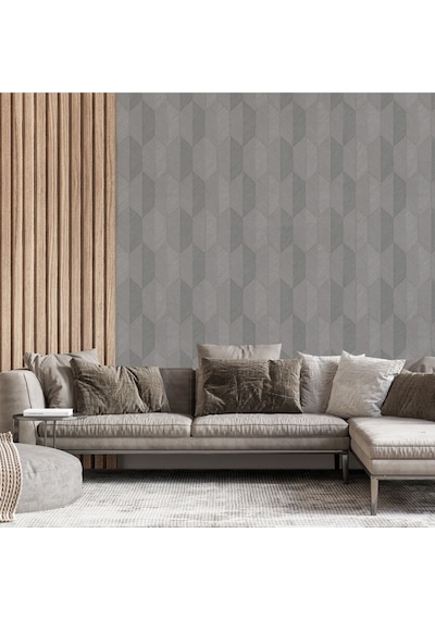 Vera Duvar Kağıdı Geometrik Desenli Non-woven Kağıt Taban Vinil Kaplı