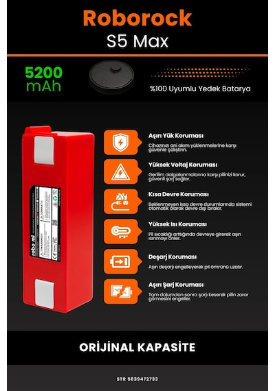 Roborock S5 Max 5200mAh Robot Süpürge  Bataryası