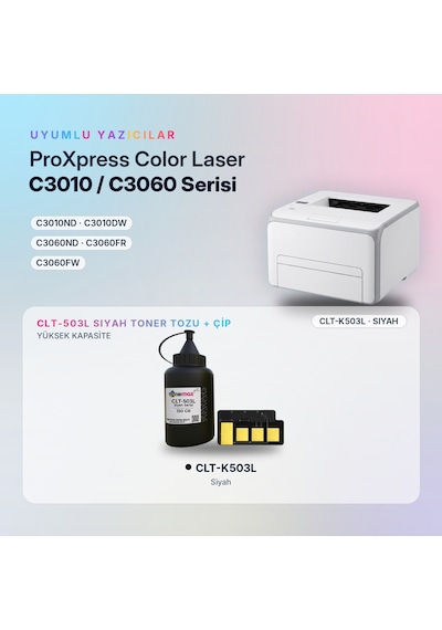 Samsung Uyumlu Clt-k503l Toner Tozu + Çip Siyah 150gr / Proxpress C3010 / C3060
