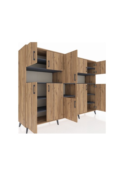 Hyperion Dolap 14 Raflı 10 Kapaklı 220x44x163 Çam-çam/antrasit Çam-çam/antrasit Hyperion Dolap 14 Raflı 10 Kapaklı 220x44x163 Çam-çam/antrasit Çam-çam/antrasit