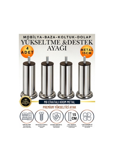 4 Adet 15 Cm M8 Vidalı Metal Krom Ayak Mobilya Ayağı Baza Ayağı Kanepe Ayağı Koltuk Ayağı Yatak Ayağı Yükseltme Ayağı Dolap Ayak Sehpa Sandık Ayakları Değişim Destek Ayağı Yükseltici Aparat Şifonyer Krom Krom 4 Adet 15 Cm M8 Vidalı Metal Krom Ayak Mobilya Ayağı Baza Ayağı Kanepe Ayağı Koltuk Ayağı Yatak Ayağı Yükseltme Ayağı Dolap Ayak Sehpa Sandık Ayakları Değişim Destek Ayağı Yükseltici Aparat Şifonyer Krom Krom