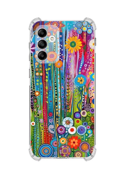 Printify Samsung Galaxy M13 İle Uyumlu Düşlerin Dansı Serisi Folklorik Bahçe Tasarımlı Uv Baskılı Köşe Korumalı Antişok Kılıf Şeffaf