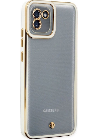 Samsung Galaxy A03 Kılıf Liva Lens Silikon - Beyaz Çok Renkli