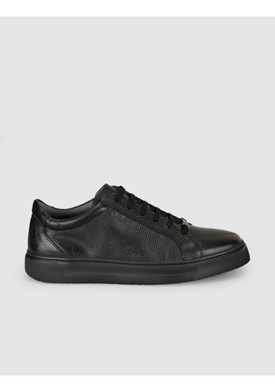 Cabani Erkek Siyah Hakiki Deri Günlük Sneaker Ayakkabı