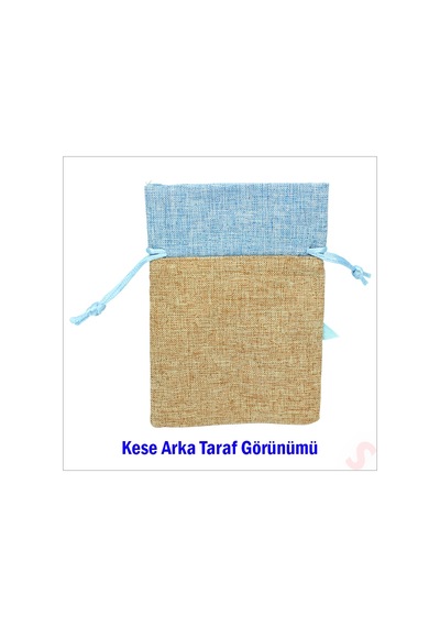 Bebek Temalı Jüt Kese 10cm X 13cm - Mavi X 12 Adet Çok Renkli