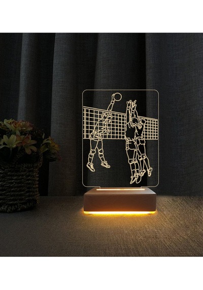 Voleybolcu Tasarımlı Lamba 3d Led Masa Lambası Doğum Günü