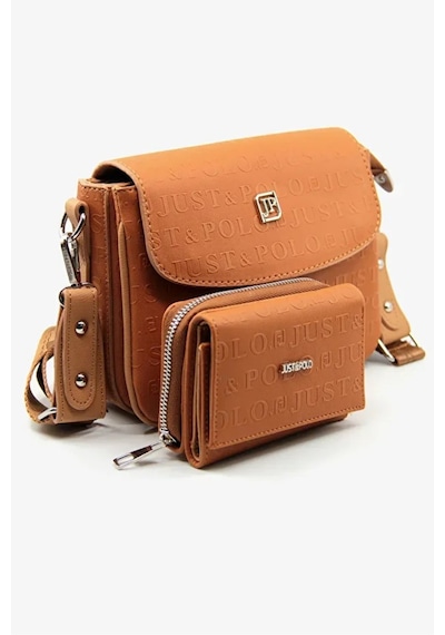 Just Polo Kadın Ayarlanabilir Askılı Şık El & Omuz Çantası Ve Cüzdanı Kombin Shopper Taba