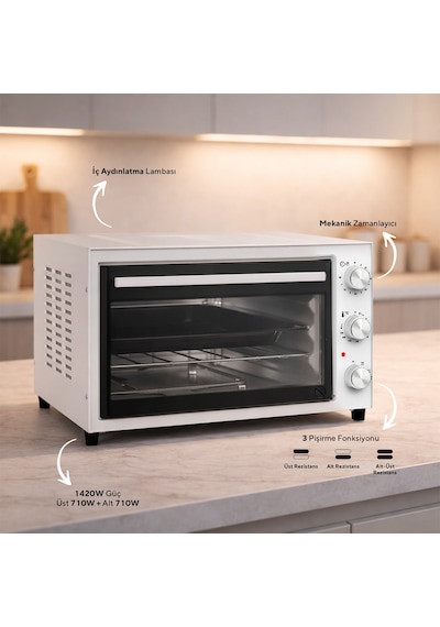Kumtel KF-5320 32 L Flash Beyaz Mini Fırın