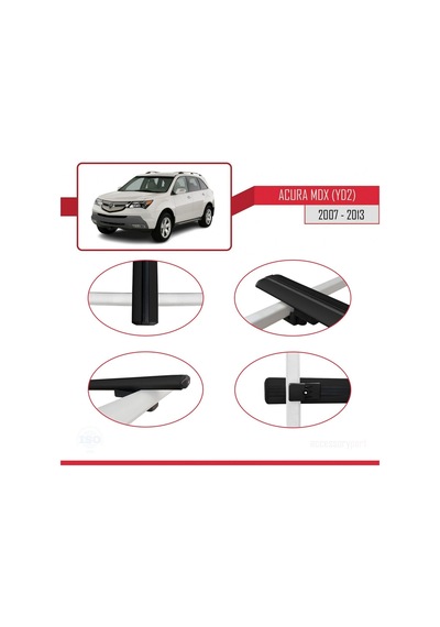 Acura Mdx Yd2 2007-2013 Arası İle Uyumlu Basic Model Ara Atkı Tavan Barı Siyah 3 Adet