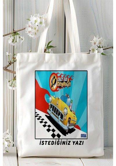 Art Hediye Crazy Taxi Oyun Baskılı Omuz Çanta Kişiye Özel Model 1 Çok Renkli
