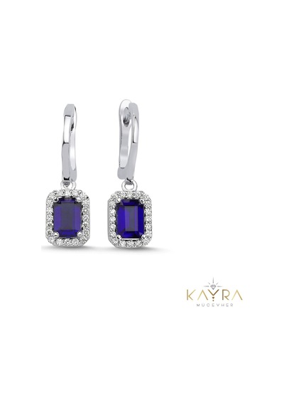 Safir Ve Pırlanta Taşlı Küpe Ptk08