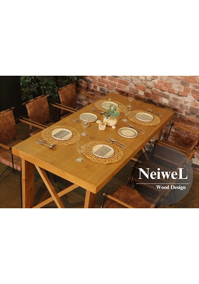 Neiwel Mai X Doğal Ahşap Yemek Masası-80-140 Açık Ceviz