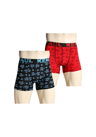 Kenn Paul 2'li Erkek Desenli Pamuklu Lüks Boxer Yumuşak Kumaş Rahat Boxer Çok Renkli