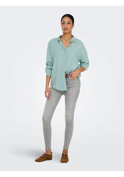 Only Onlzazima L/s Loose Wvn Noos Kadın Gömlek 15272523 Mint Yeşili