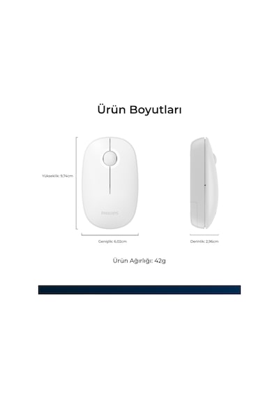 Philips SPK7378 Kablosuz 1600DPI 3 Tuşlu Optik Sessiz Mouse