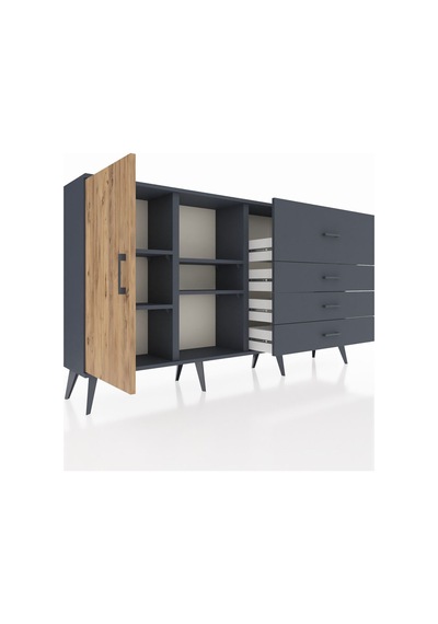 Arges Konsol 4 Raflı 4 Çekmeceli Tek Kapaklı 176x30x99 Antrasit-çam/antrasit Atlas Çam/antrasıt - Antrasıt Arges Konsol 4 Raflı 4 Çekmeceli Tek Kapaklı 176x30x99 Antrasit-çam/antrasit Atlas Çam/antrasıt - Antrasıt
