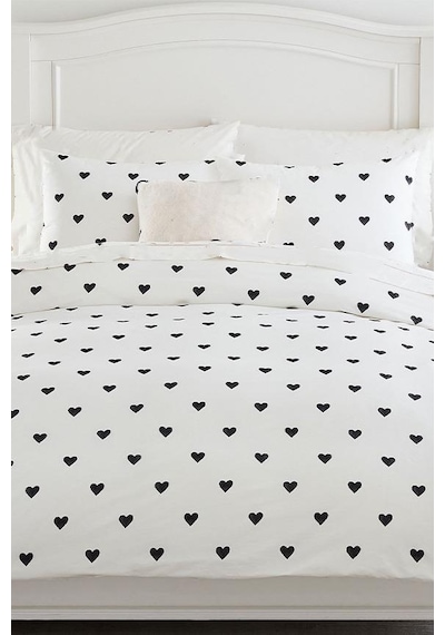 Heart Tek Kişilik Çarşafı Lastikli Kalpli Nevresim Takımı 001