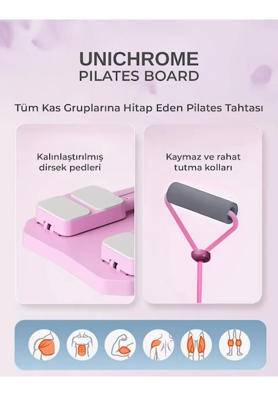 Pilates Aleti Zamanlayıcılı, Direnç Bantlı Çok Amaçlı Egzersiz Tahtası Telefon Tutacaklı Açık Pembe Pilates Aleti Zamanlayıcılı, Direnç Bantlı Çok Amaçlı Egzersiz Tahtası Telefon Tutacaklı Açık Pembe
