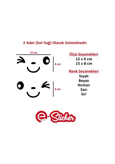 2 Adet Yan Ayna Gülen Yüz Oto Sticker Araba Sticker