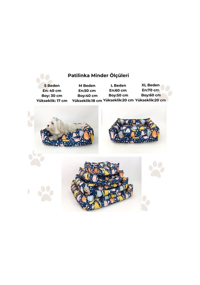 Patilinka Kedi Köpek Minderi Lacivert Oyuncu Kediler Yumuşak Minder Yatak L